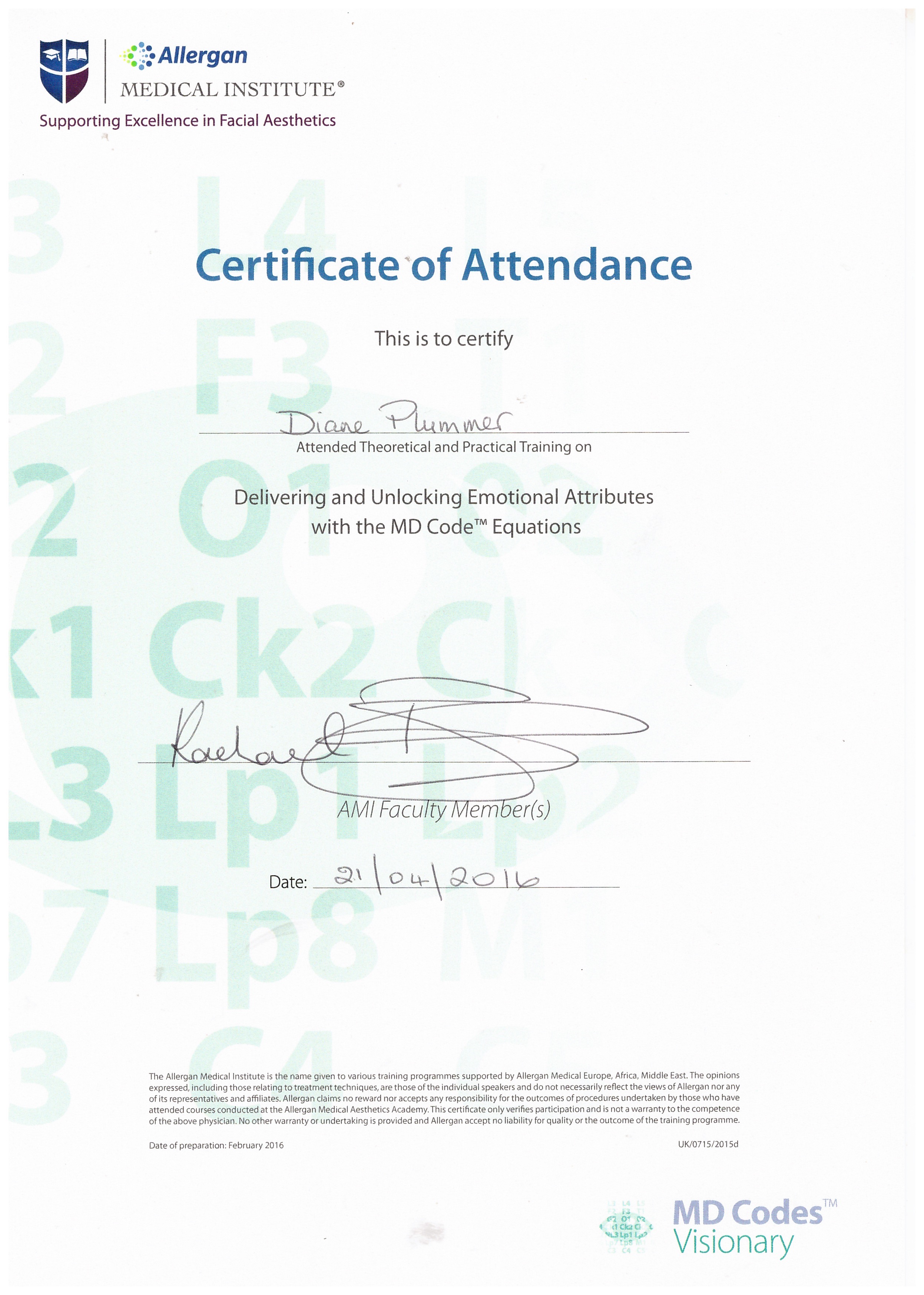 Allegan Medical Institute - Delivering & Unlocking Emotional Attributes with the MD Code Equations